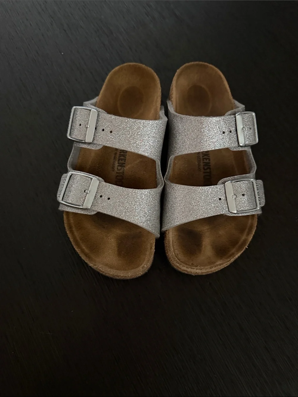 Birkenstock Kids Silver Glitter Double-Strap Sandals size 30